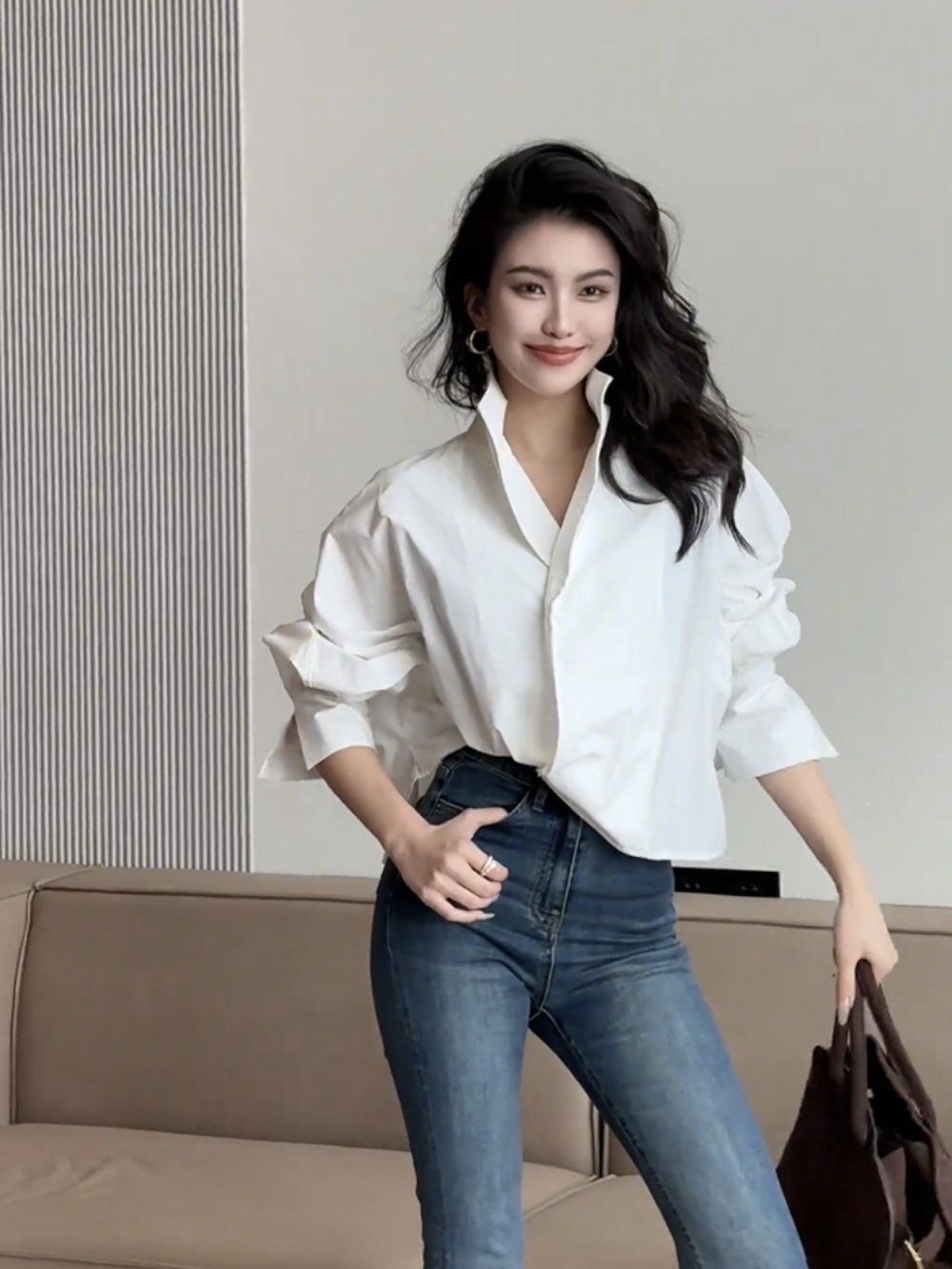 미녀와 순정남 24회 공마리 한수아 블라우스 슬림 브이넥 의상 옷 패션 - 상세 이미지 4
