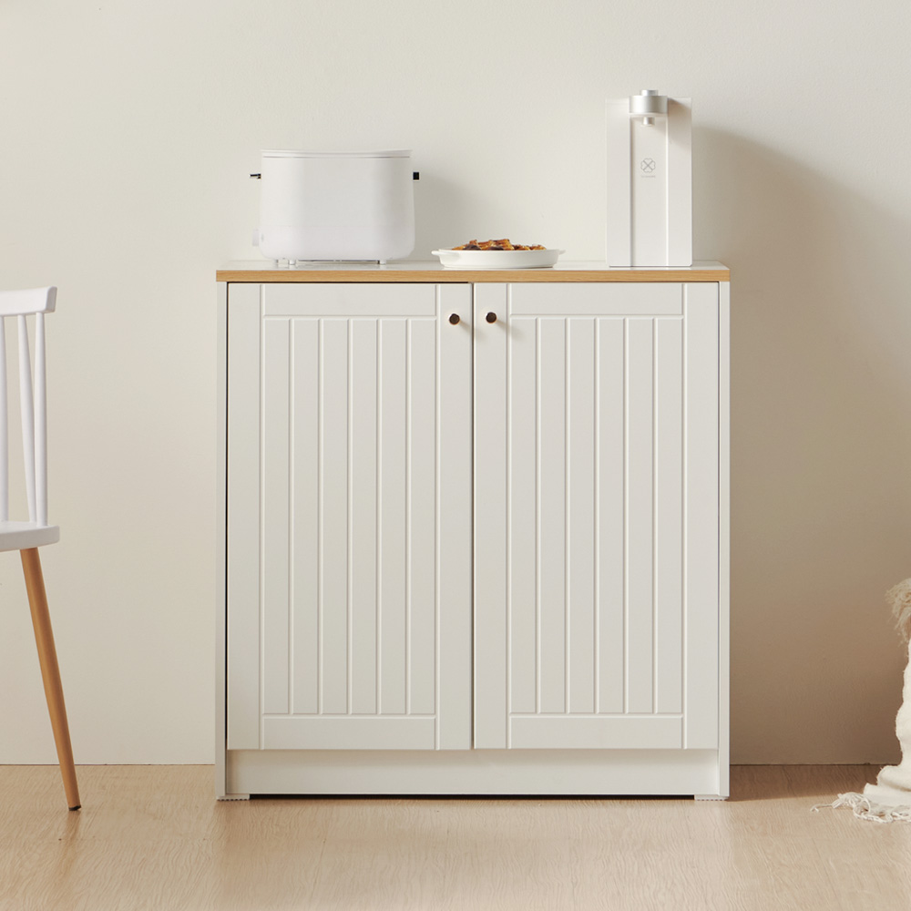 바랑 홈카페수납장 주방 보조 수납장 맘마존 커피머신선반 홈카페장 800x400x830mm, 2단, 화이트 - 상세 이미지 2
