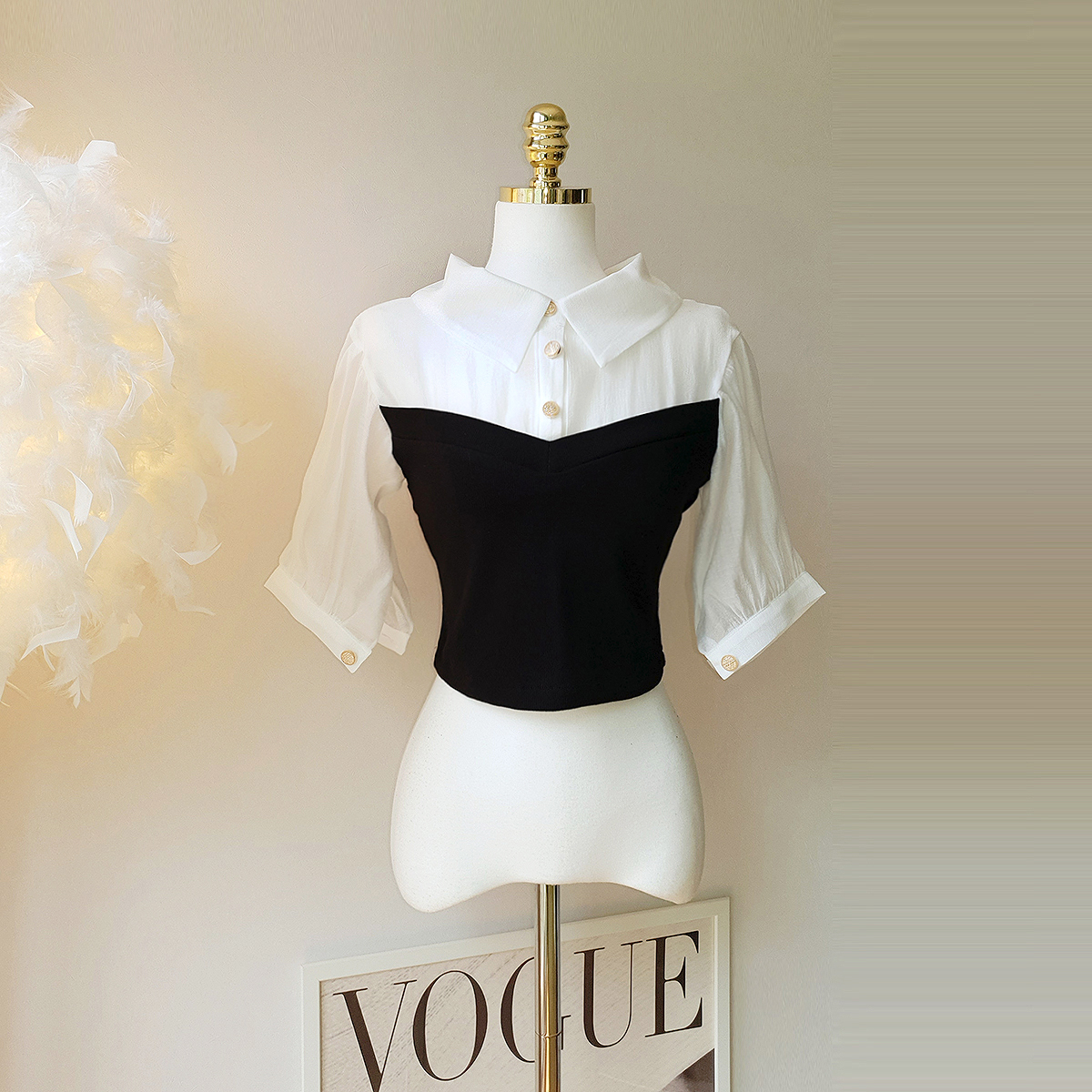 꾸라쥬 뷔스티에 셔츠 + 스커트 투피스 셋업 - 상세 이미지 4