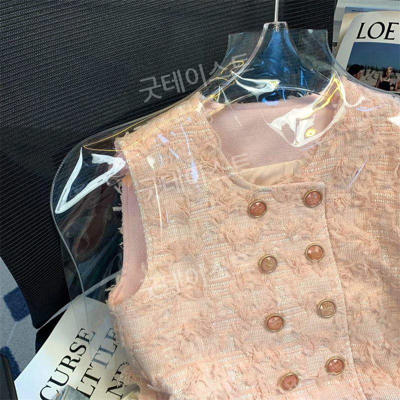 트위드 민소매 조끼 여름나시크롭베스트 탑 자켓 썸머 캐주얼 - 상세 이미지 3