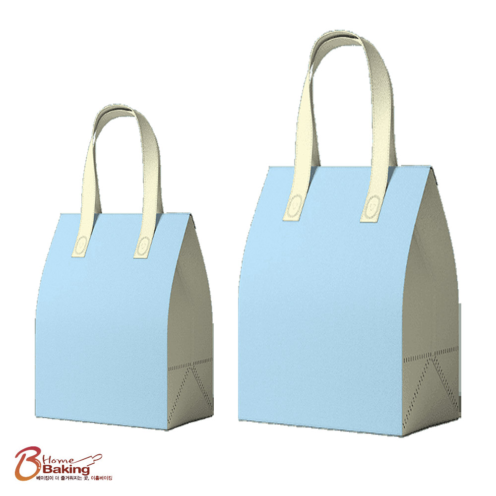 투톤블루테이크아웃보냉백2단 높이30 높이32 택1 케이크 단열 은박 아이스봉투 아이스크림 - 상품 이미지