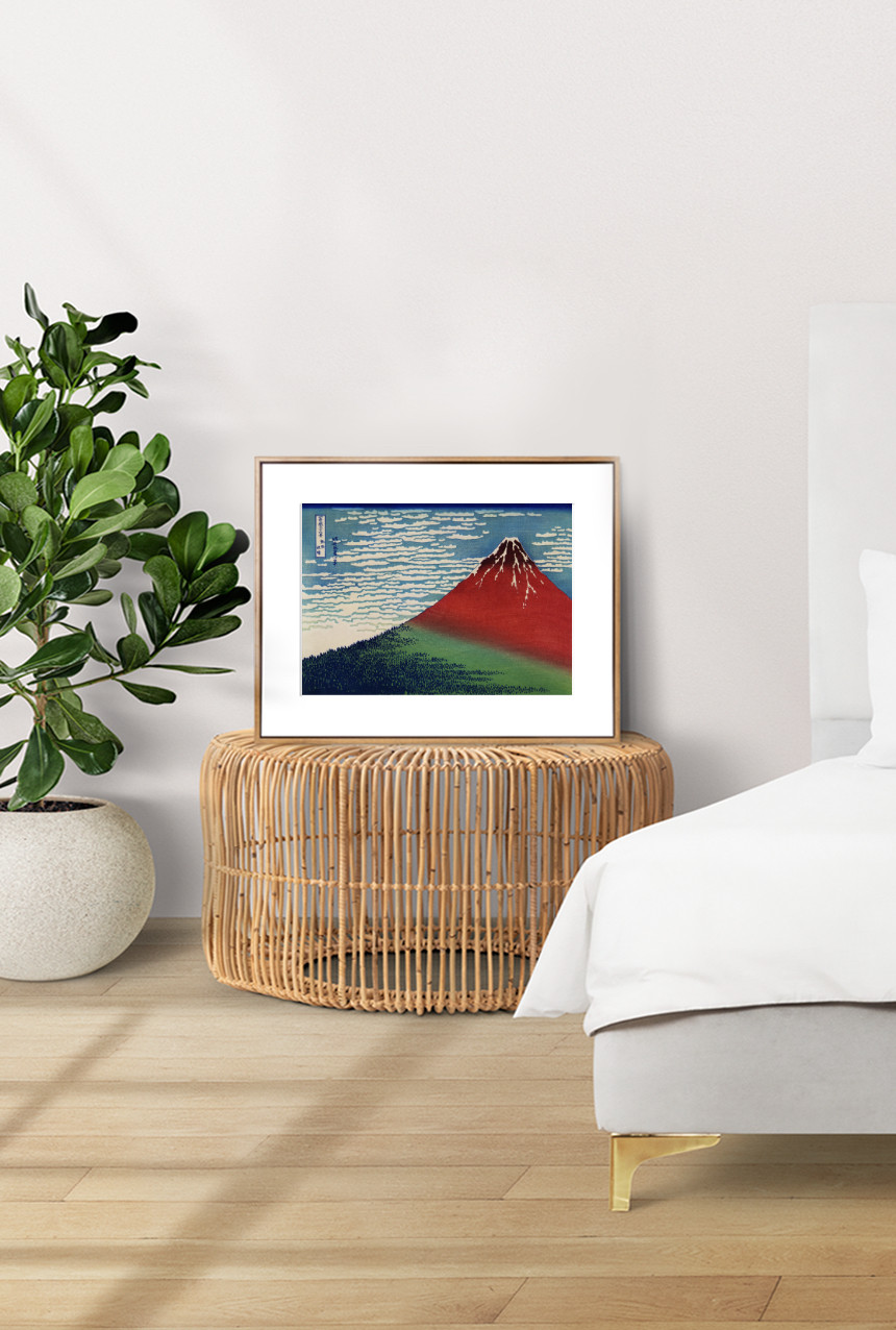 그림 인테리어 그림액자 | 오늘의집 쇼핑 붉은 후지산 호쿠사이 동양화 일러스트 포스터 액자 일본 민화 명화 그림 인테리어 그림액자