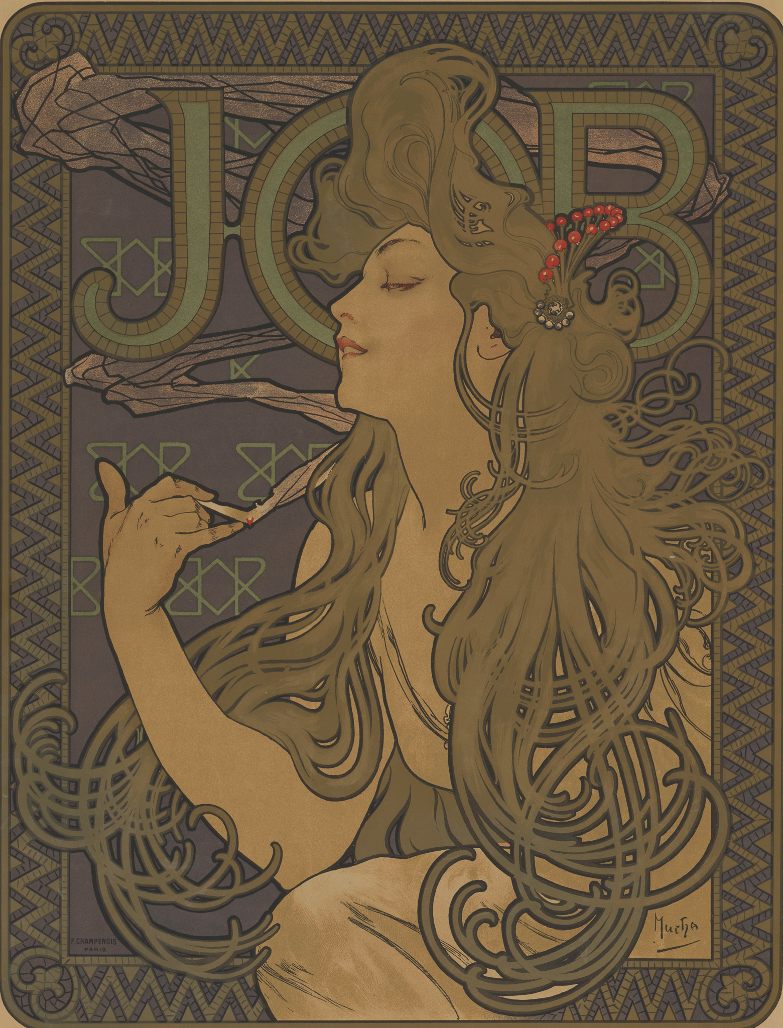 알폰스 무하 - Poster for the rolling paper manufactuer Job - 캔버스액자 감성선물 - 메인 이미지