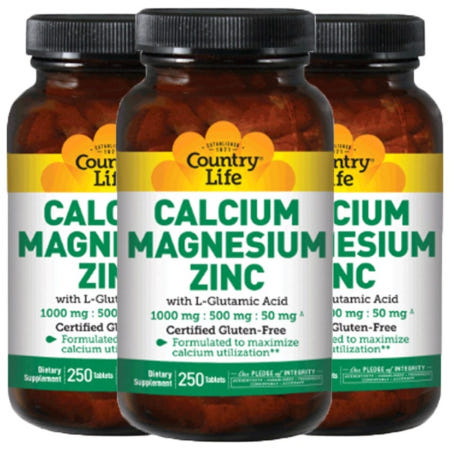 [해외]컨트리라이프 칼슘 Cal : : 1000mg 마그네슘 500mg 징크 50mg 250정 3개