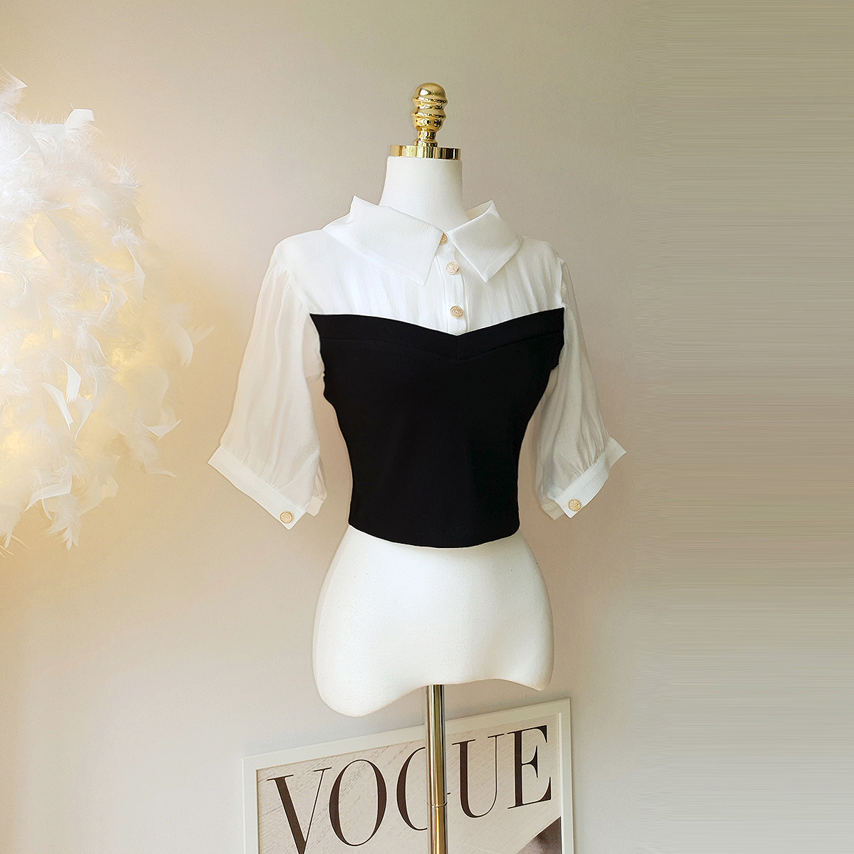 꾸라쥬 뷔스티에 셔츠 + 스커트 투피스 셋업 - 상세 이미지 5