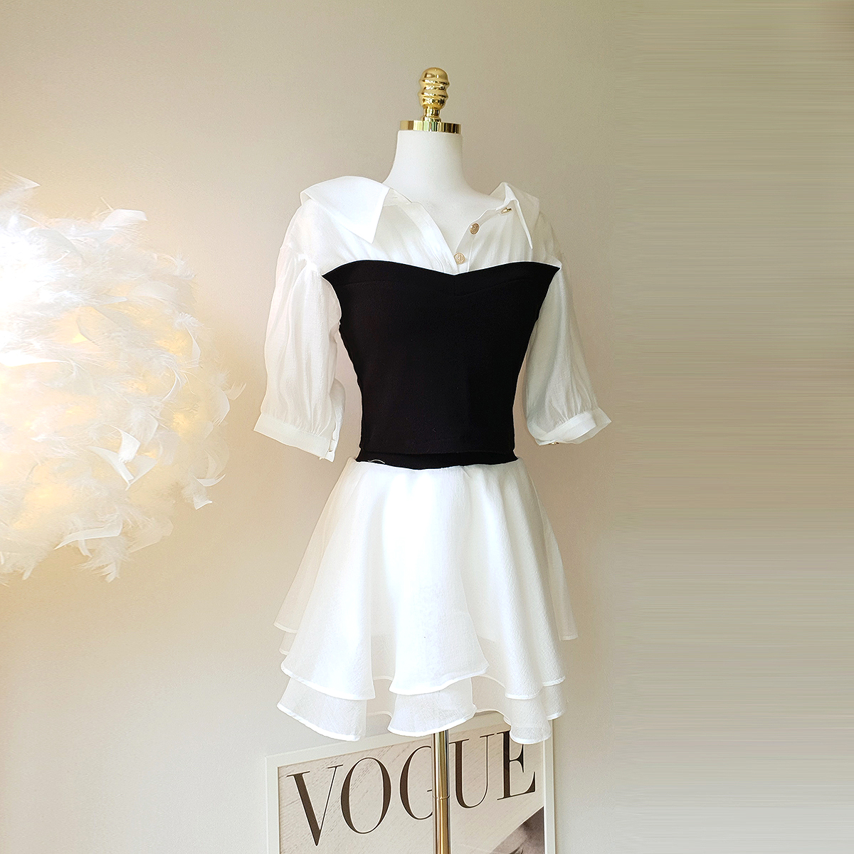 꾸라쥬 뷔스티에 셔츠 + 스커트 투피스 셋업 - 상세 이미지 2