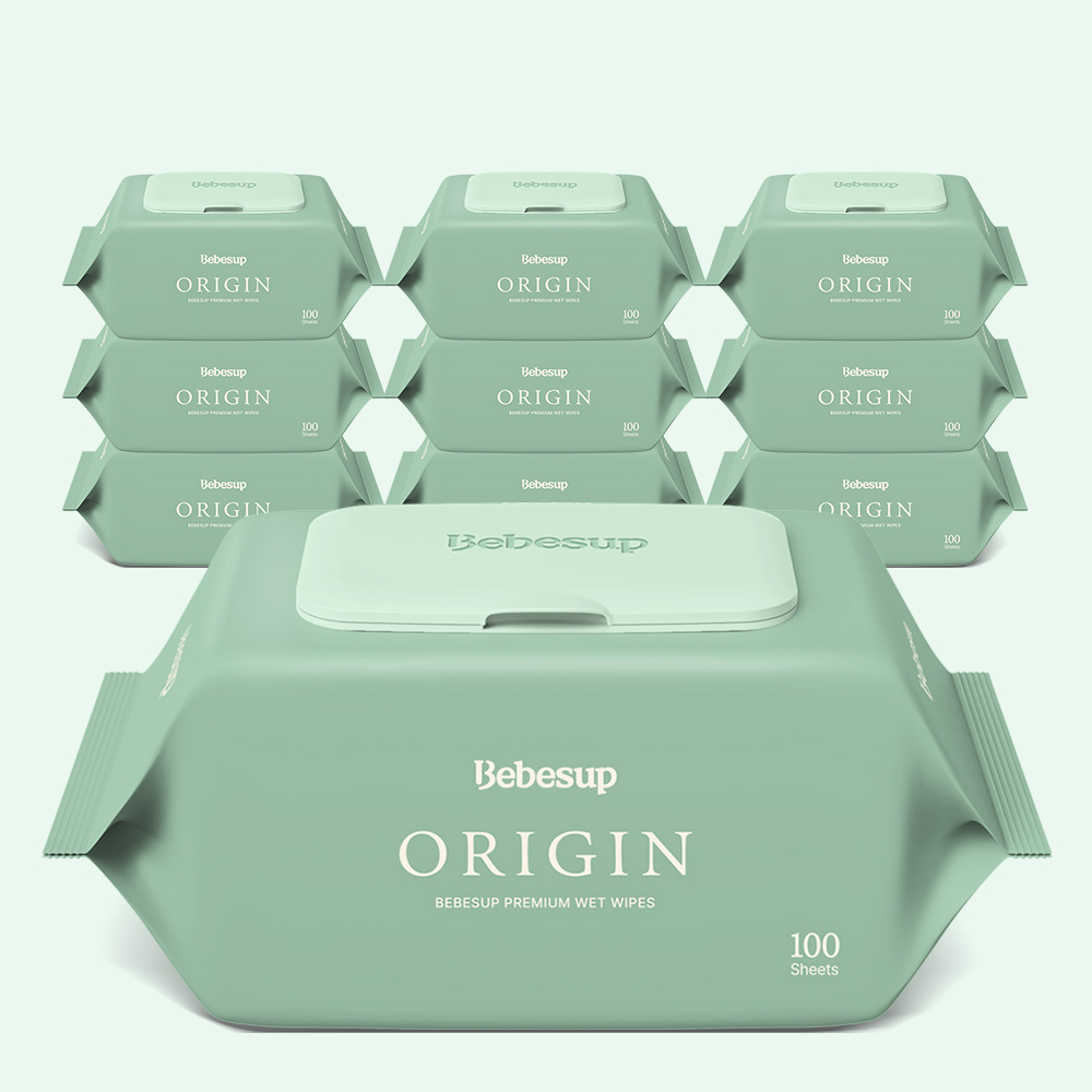 베베숲 오리진 캡형 대용량 엠보싱 아기물티슈 100매, 10개