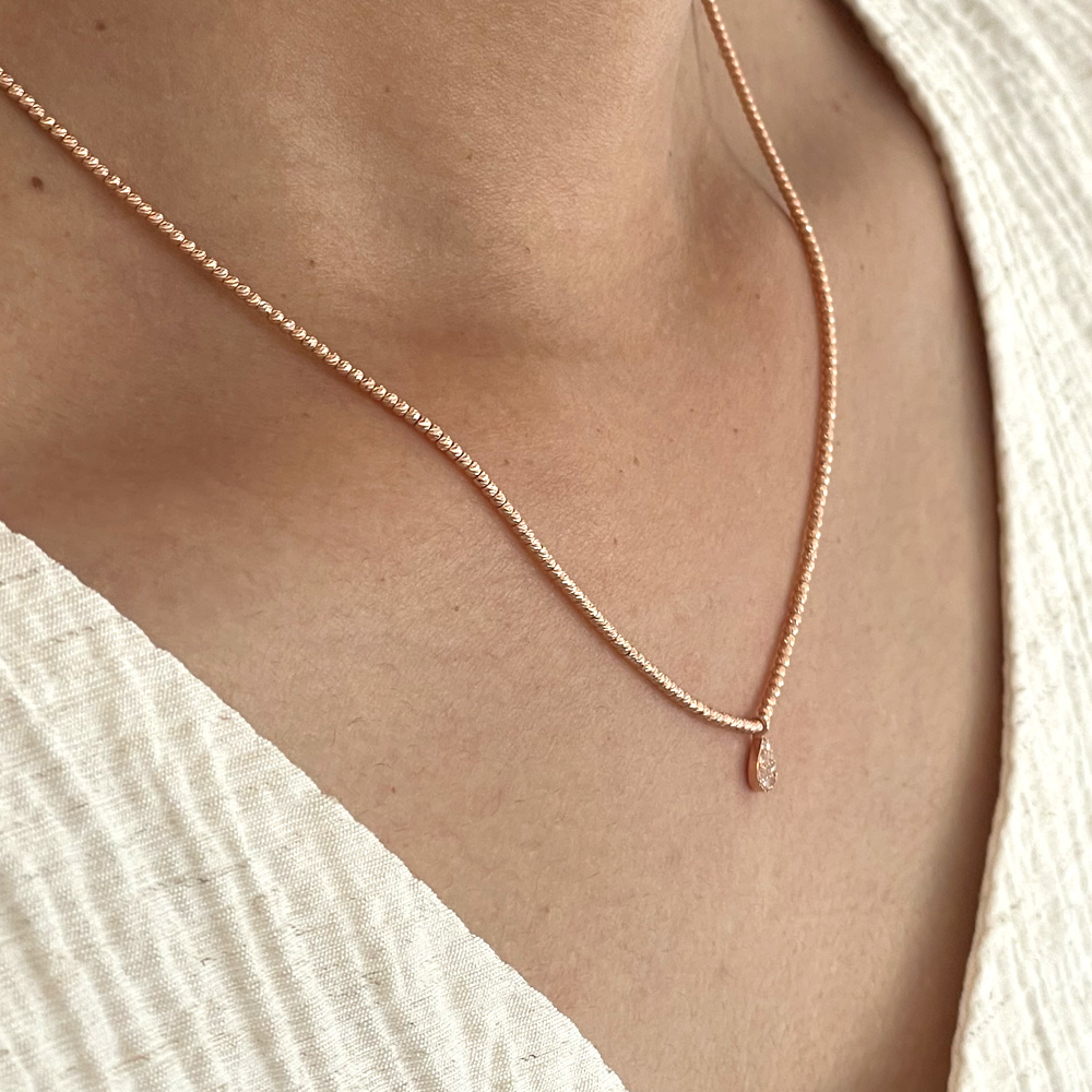 클리어 감성 물방울 볼 체인 컷팅 목걸이 데일리 여자 선물 기념일 14K 18K - 상세 이미지 3