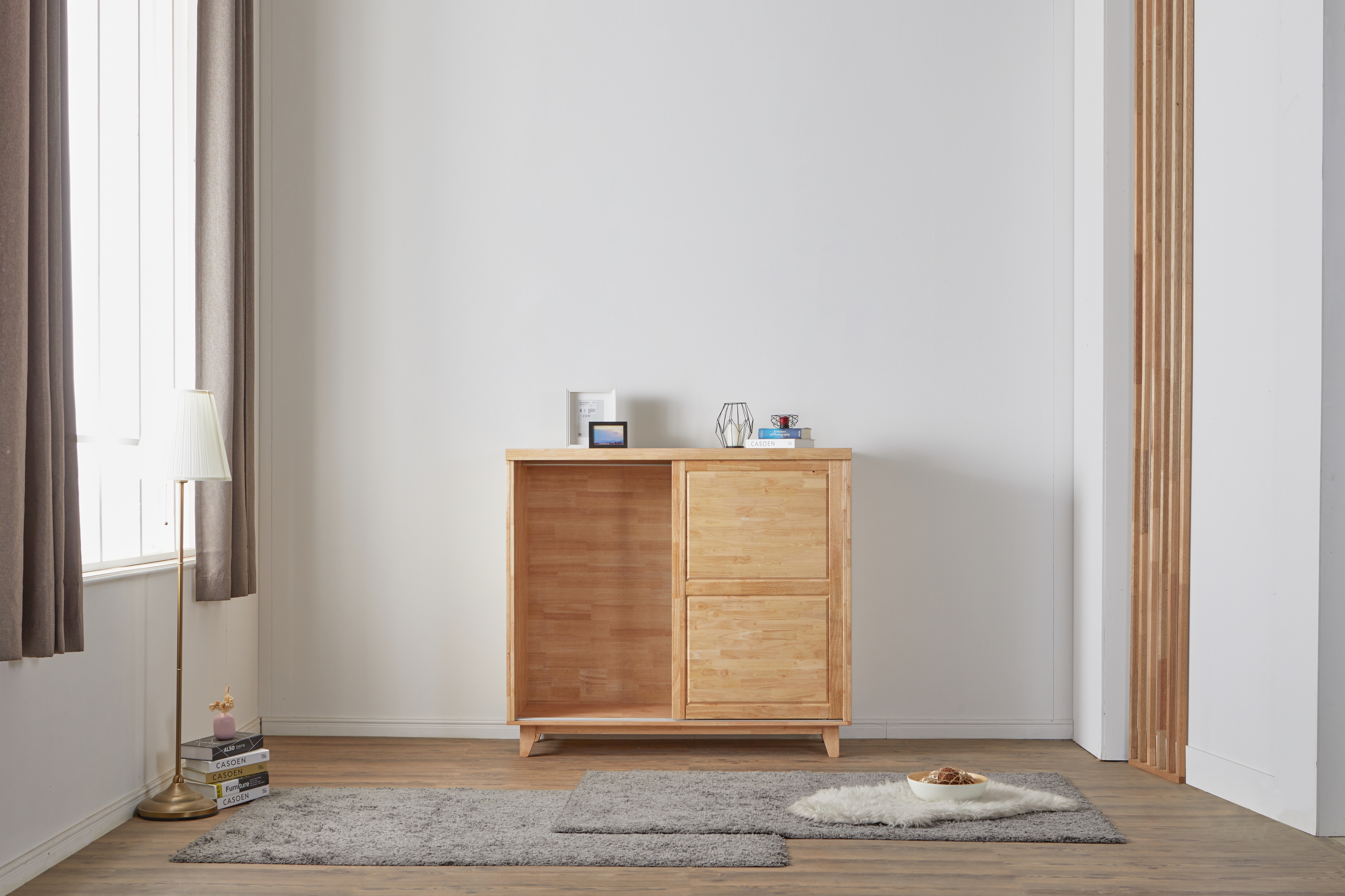 브휘트 원목옷장 슬라이드옷장 슬라이딩장롱 입본장 1500x550x1366mm, 네추럴 - 상세 이미지 3