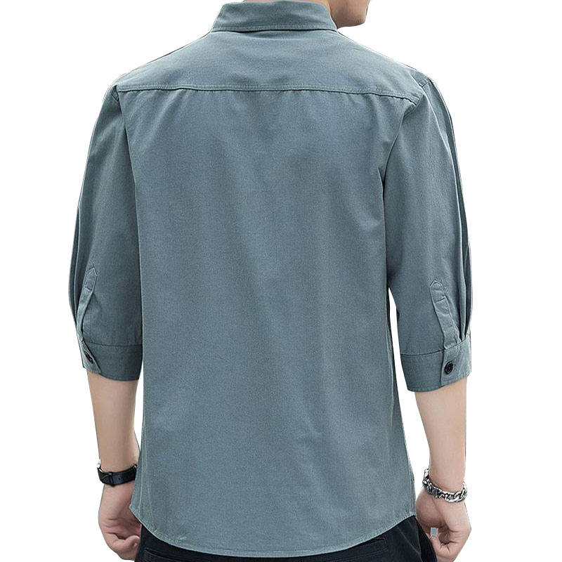 1+1 포켓 야상셔츠 7부 반팔 카라티 남자 티셔츠 - 상세 이미지 4