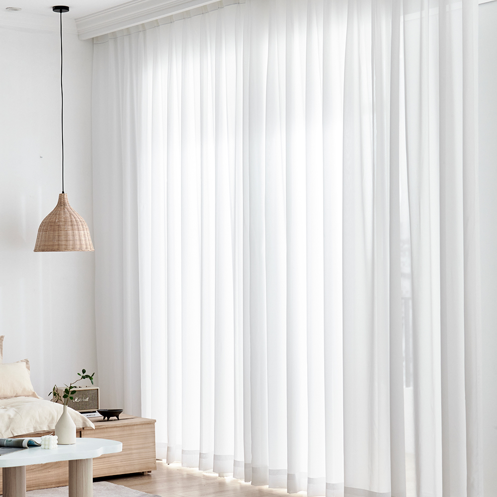 사라하우스 퓨어 쉬폰 차르르 높이조절 나비주름 커튼