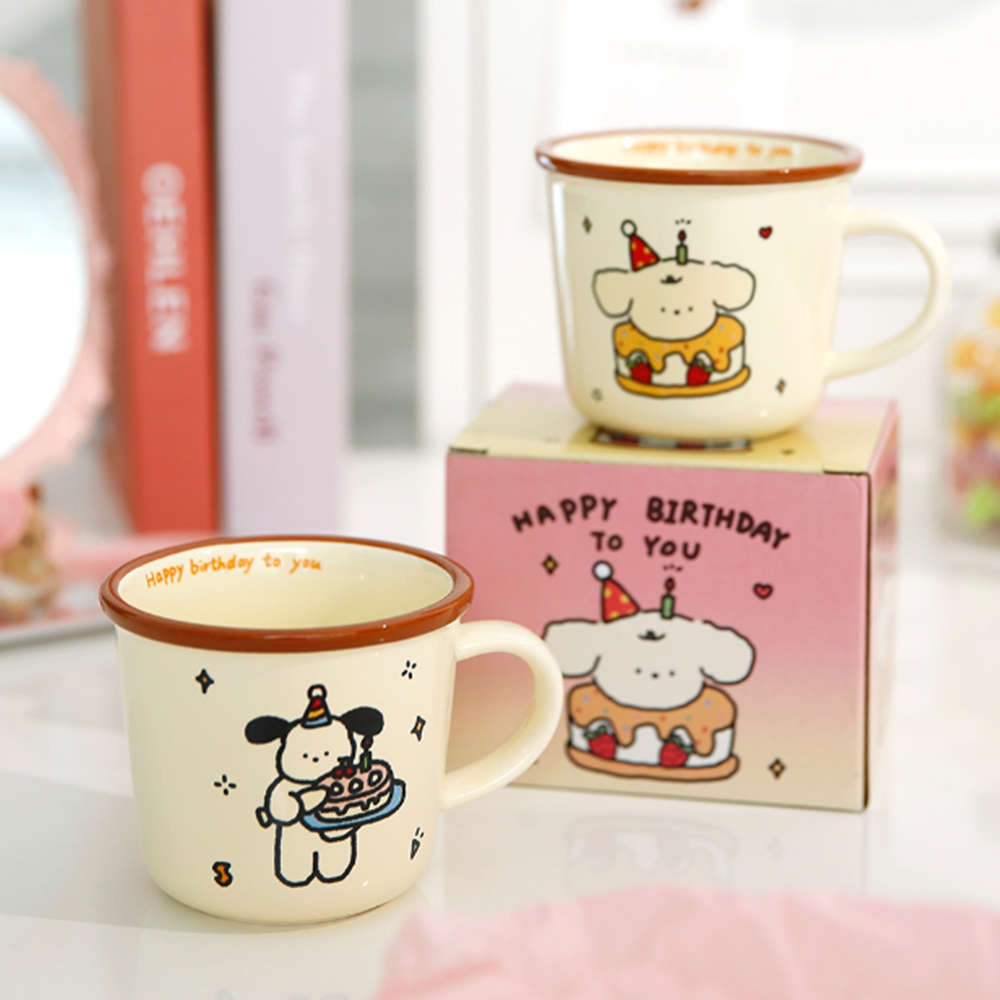 귀여운 도자기머그컵 캐릭터 생일 선물포장 머그잔 - 상품 이미지