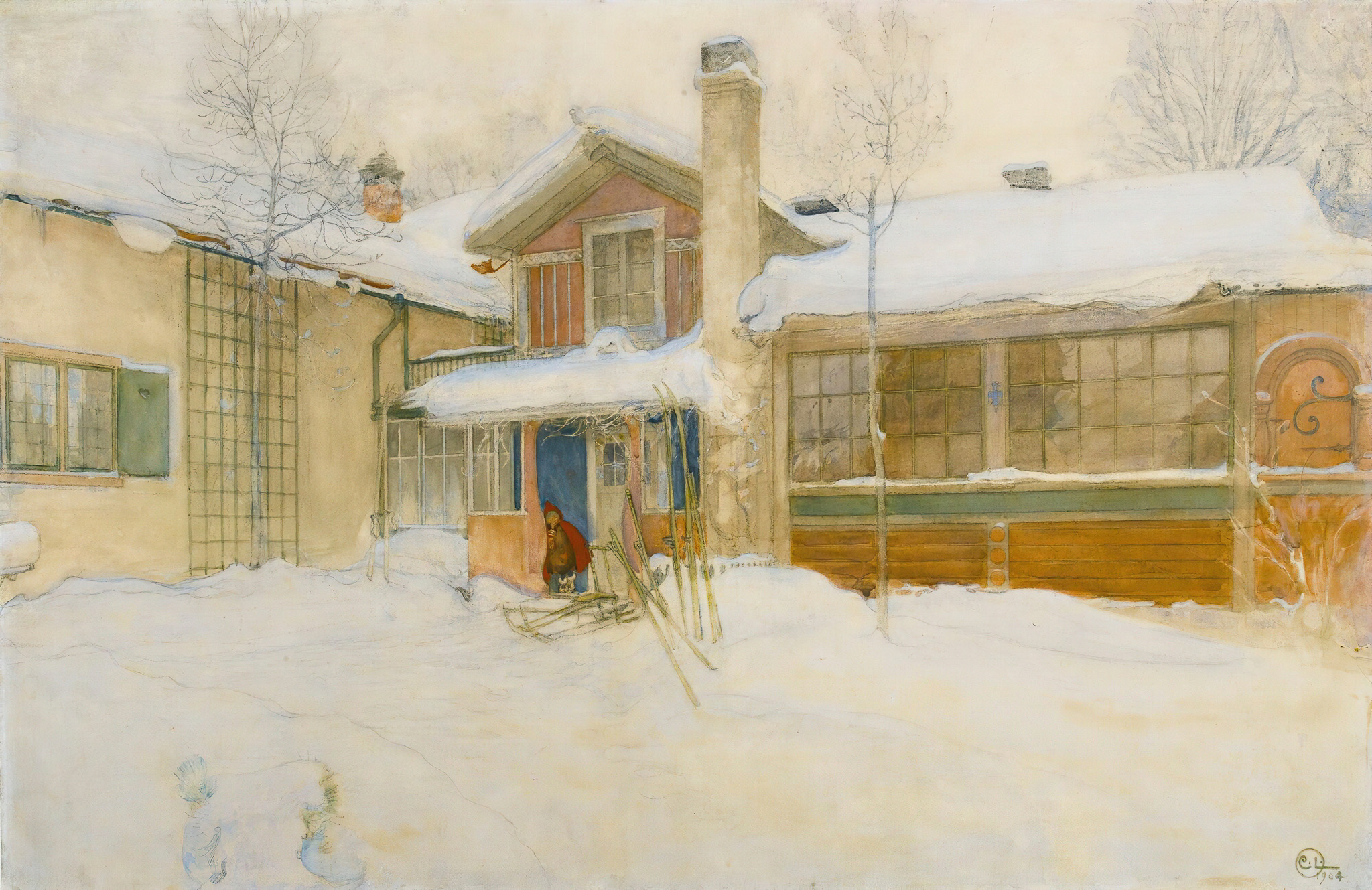 My Country Cottage In Winter, Sundborn 원본비율 아트포스터 라르손 - 메인 이미지