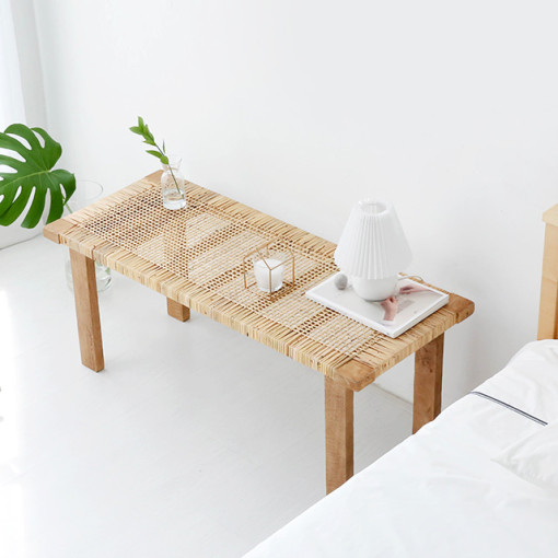 라탄 원목 거실 탁자 2인 좌식 커피 테이블 낮은 좌탁