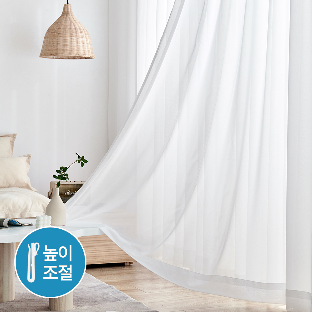 사라하우스 퓨어 쉬폰 차르르 높이조절 나비주름 커튼