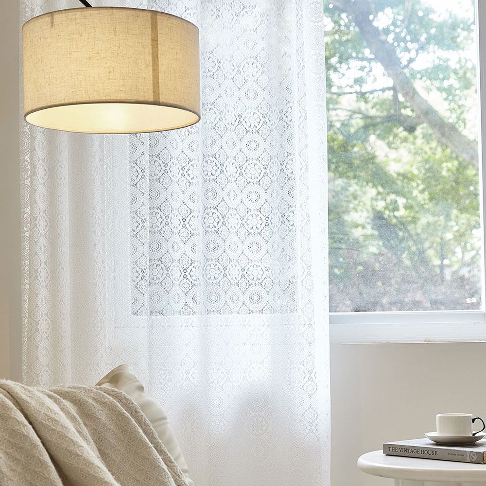 사라하우스 헤브론 크로쉐 화이트 레이스 뜨개 감성 가림막 가리개 커튼