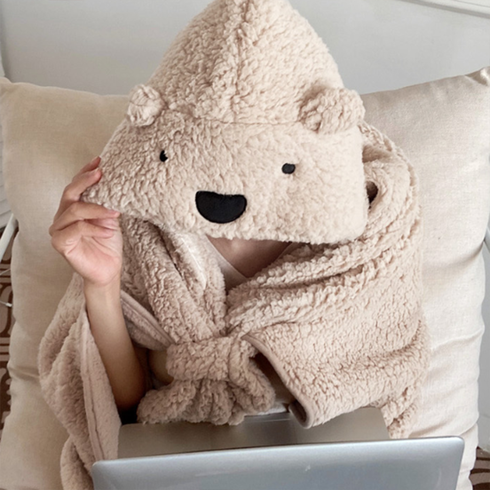 후드 담요 귀여운 겨울 사무실 학생 독서실 입는 휴대용 곰돌이 동물 캠핑 차박 따뜻한