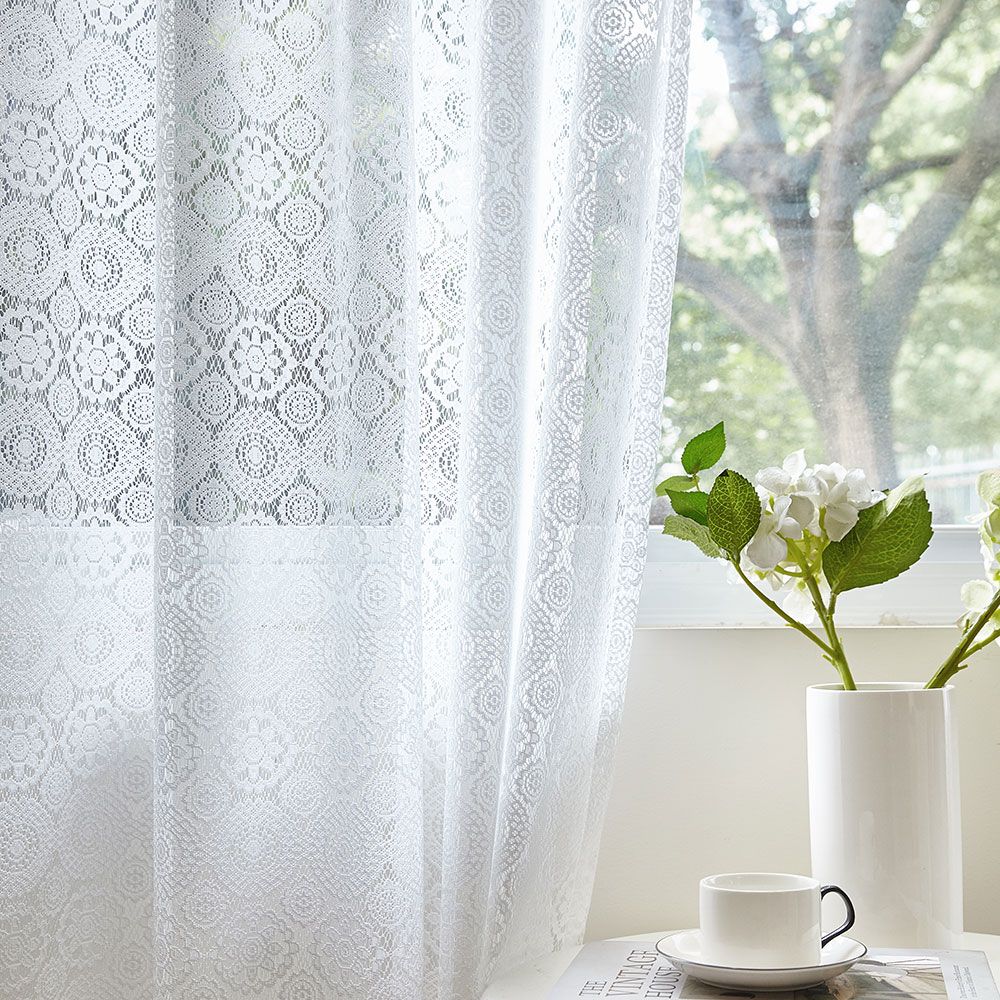 사라하우스 헤브론 크로쉐 화이트 레이스 뜨개 감성 가림막 가리개 커튼