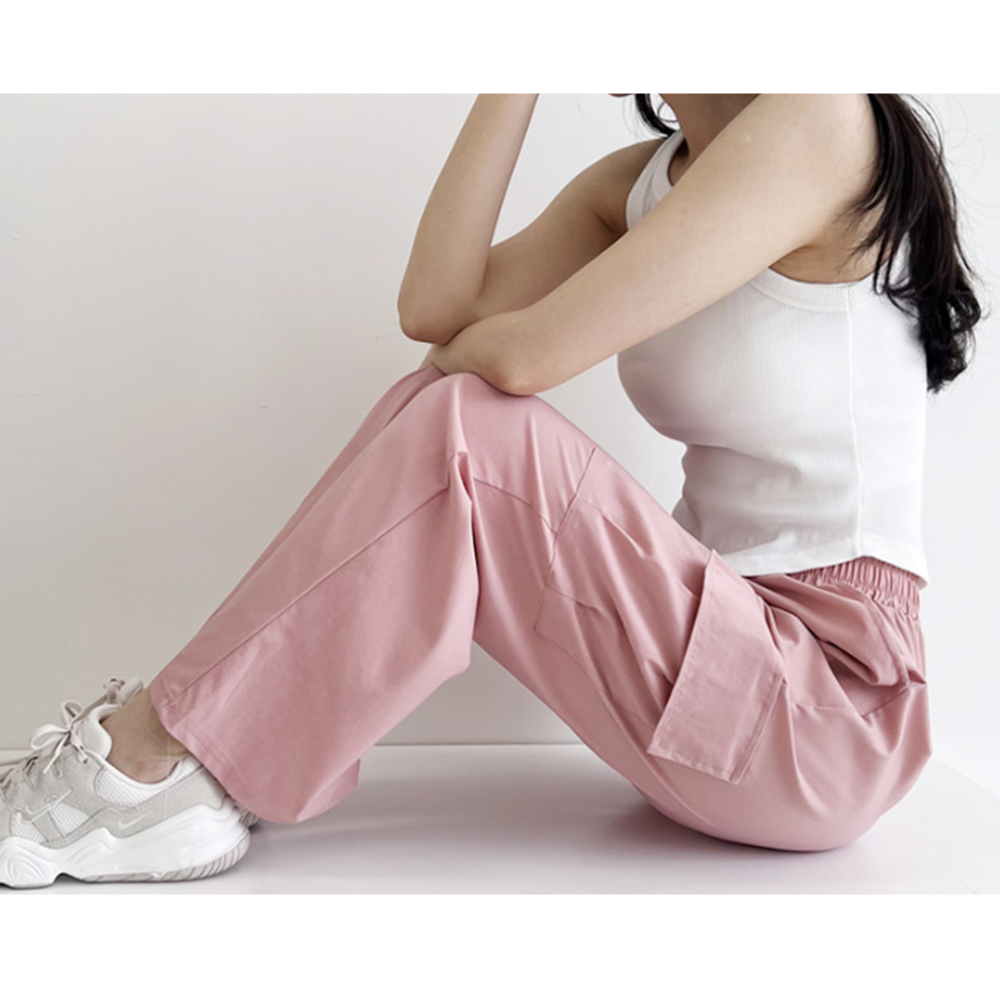 냉장고카고바지 여성 여름 냉감 쿨링 바스락 와이드 카고팬츠 - 상세 이미지 5