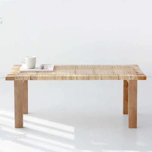 라탄 원목 거실 탁자 2인 좌식 커피 테이블 낮은 좌탁
