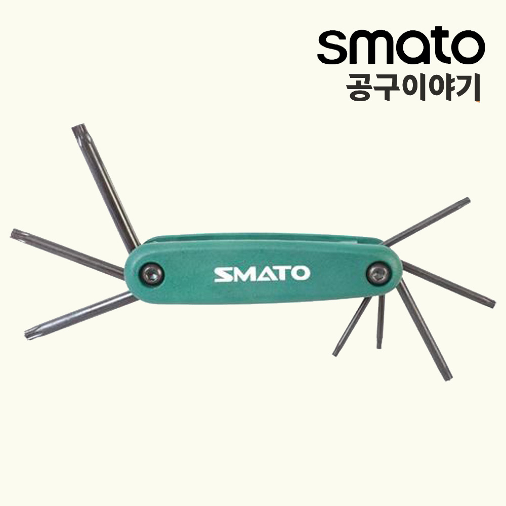 스마토(세신) 렌치 세트 접식 SFTS-8 별 육각 십자 일자 볼 휴대용 다용도 접이식 - 상품 이미지