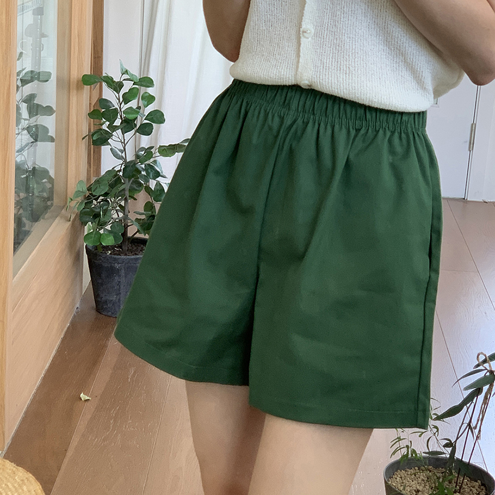 흰색 여자 밴딩 면 반바지 여름 키작녀 바지 A라인 여성 반바지 4부 숏팬츠 - 상세 이미지 4