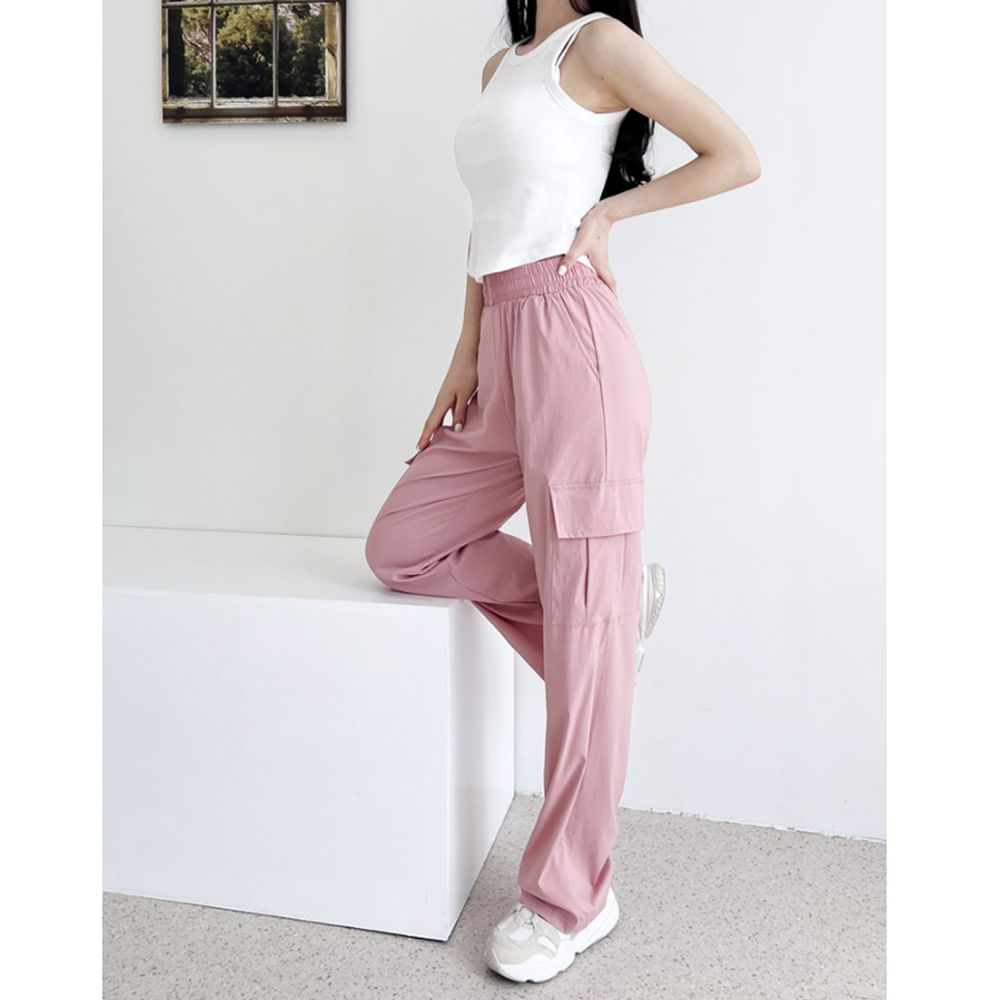 냉장고카고바지 여성 여름 냉감 쿨링 바스락 와이드 카고팬츠 - 상세 이미지 3