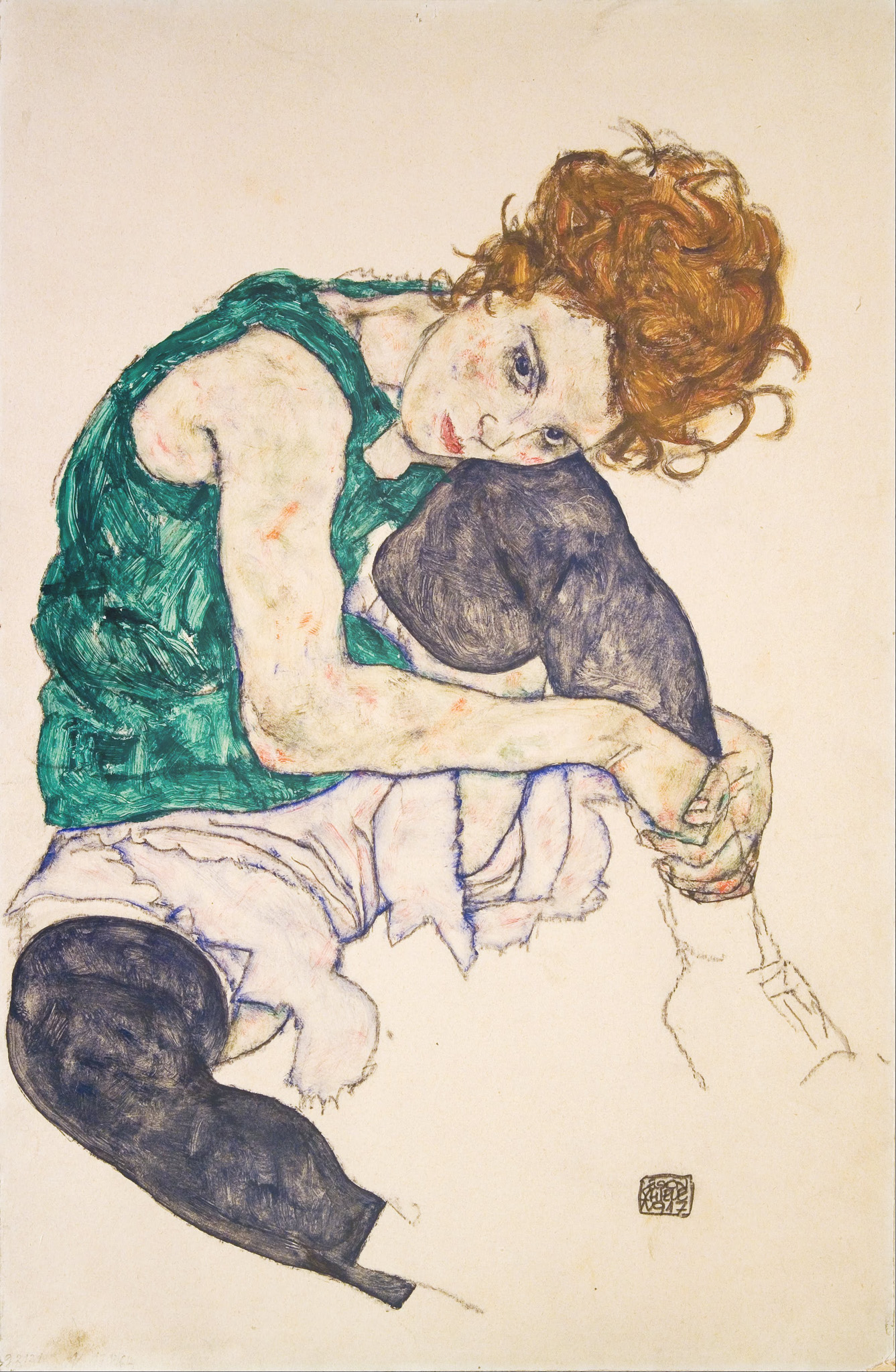 Seated Woman with Legs Drawn Up(Adele Herms) 아트포스터 감성선물 쉴레 - 상품 이미지