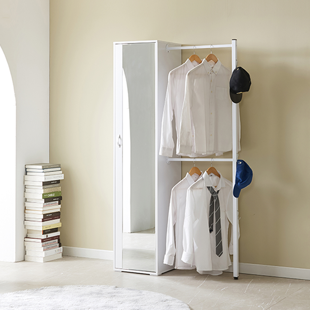 어스 거울 헹거 원룸 드레스룸 철제 긴 2단 일자 스탠딩 옷가게