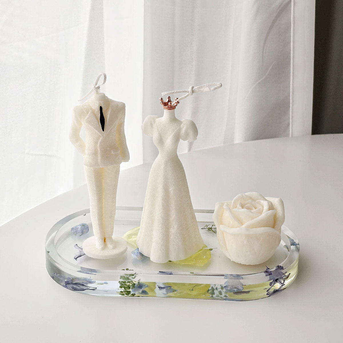 웨딩드레스 캔들 세트 신혼부부 결혼선물 답례품 선물 스티커 네롤리