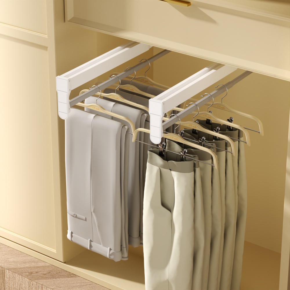 오라플 레일 인출식 행거 슬라이딩 옷방 바지 옷걸이 헹거 시스템 원룸 32.5cm