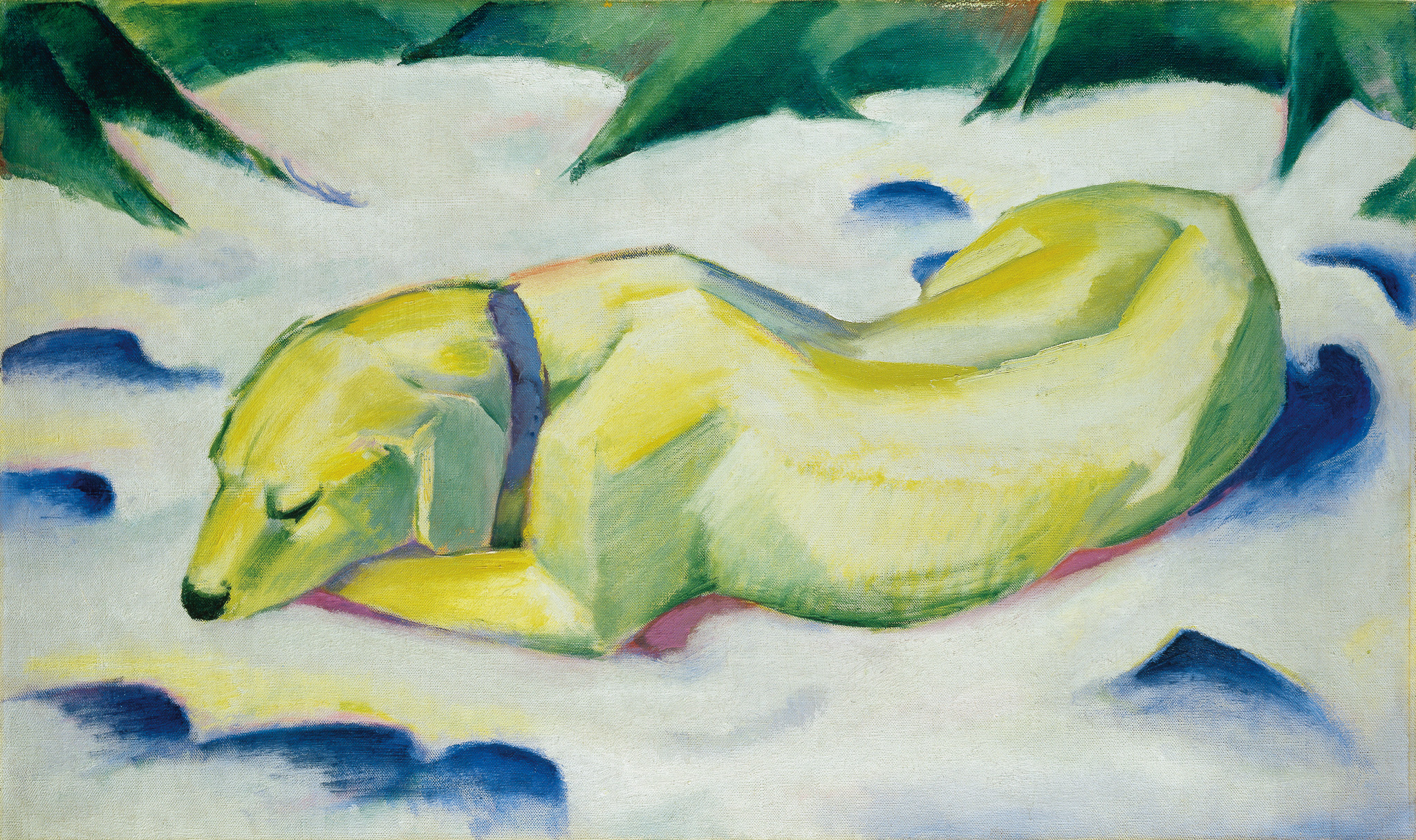 Dog Lying in the Snow 아트포스터 감성선물 마르크 - 상품 이미지