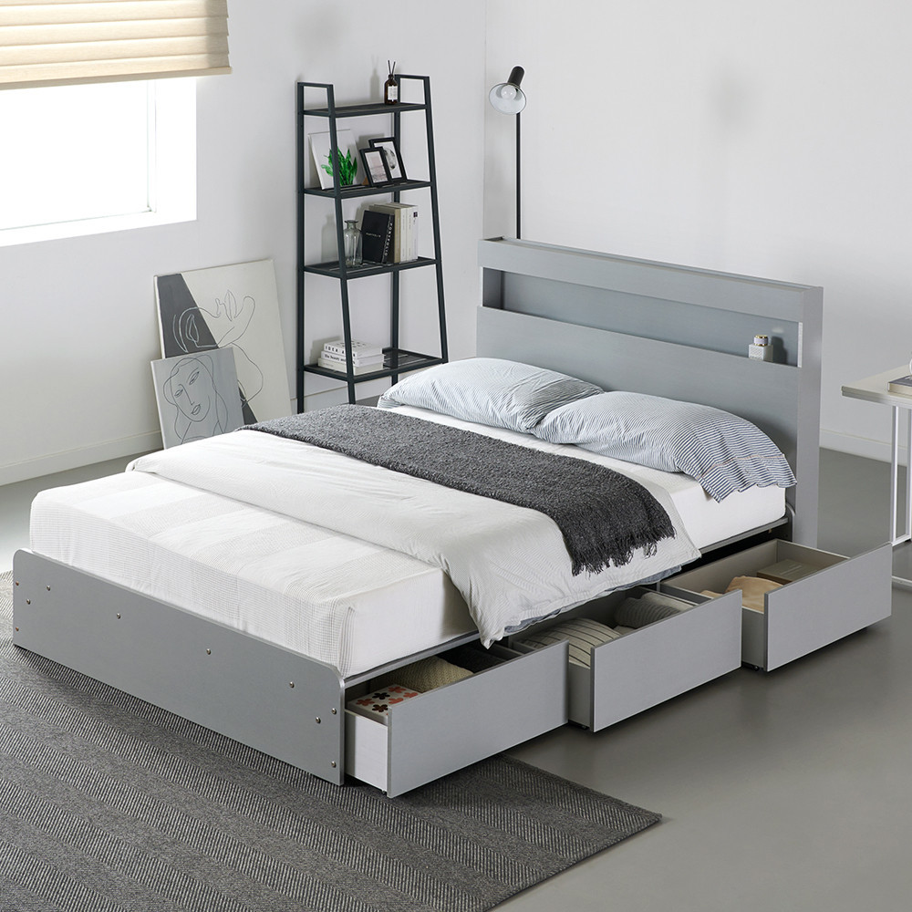 수납침대 LED 서랍 침대 퀸사이즈 Q 매트리스 포함