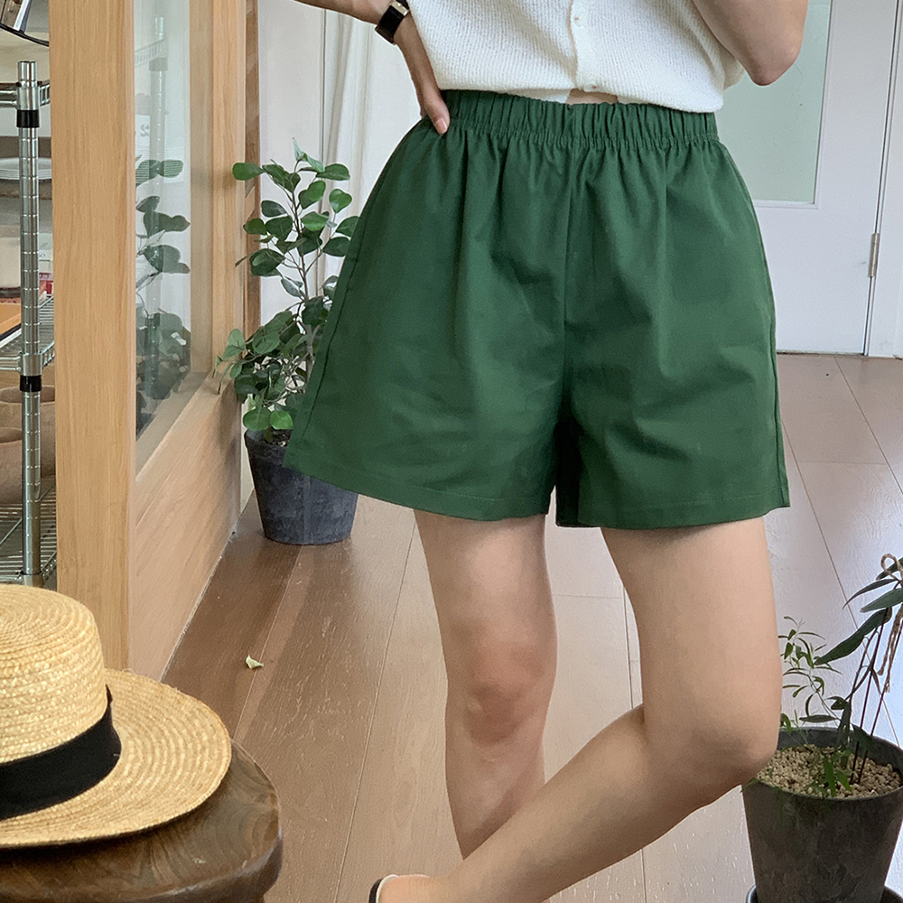 흰색 여자 밴딩 면 반바지 여름 키작녀 바지 A라인 여성 반바지 4부 숏팬츠 - 상세 이미지 5