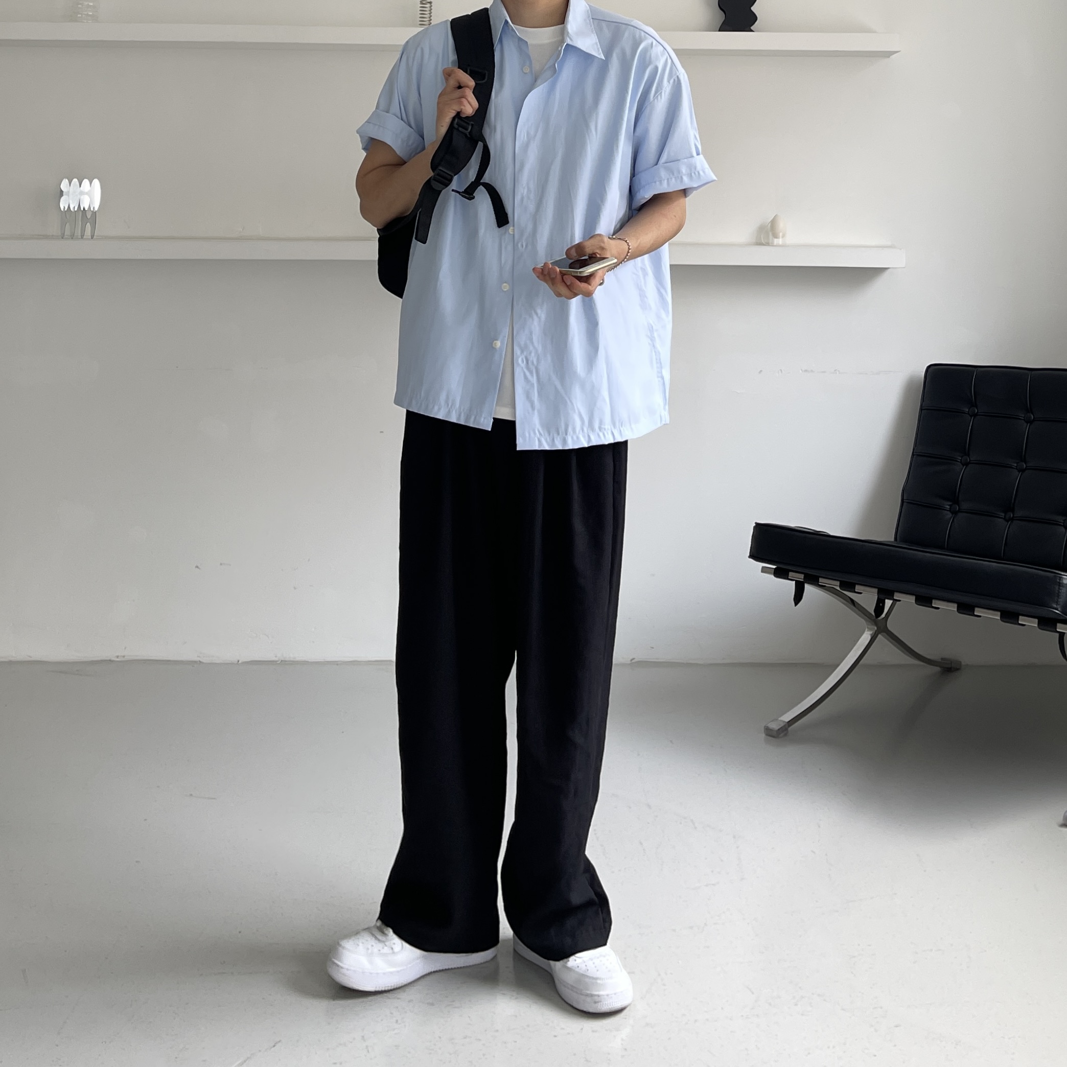 반팔와이셔츠 남자여름남방 남자오버핏셔츠 - 상세 이미지 2