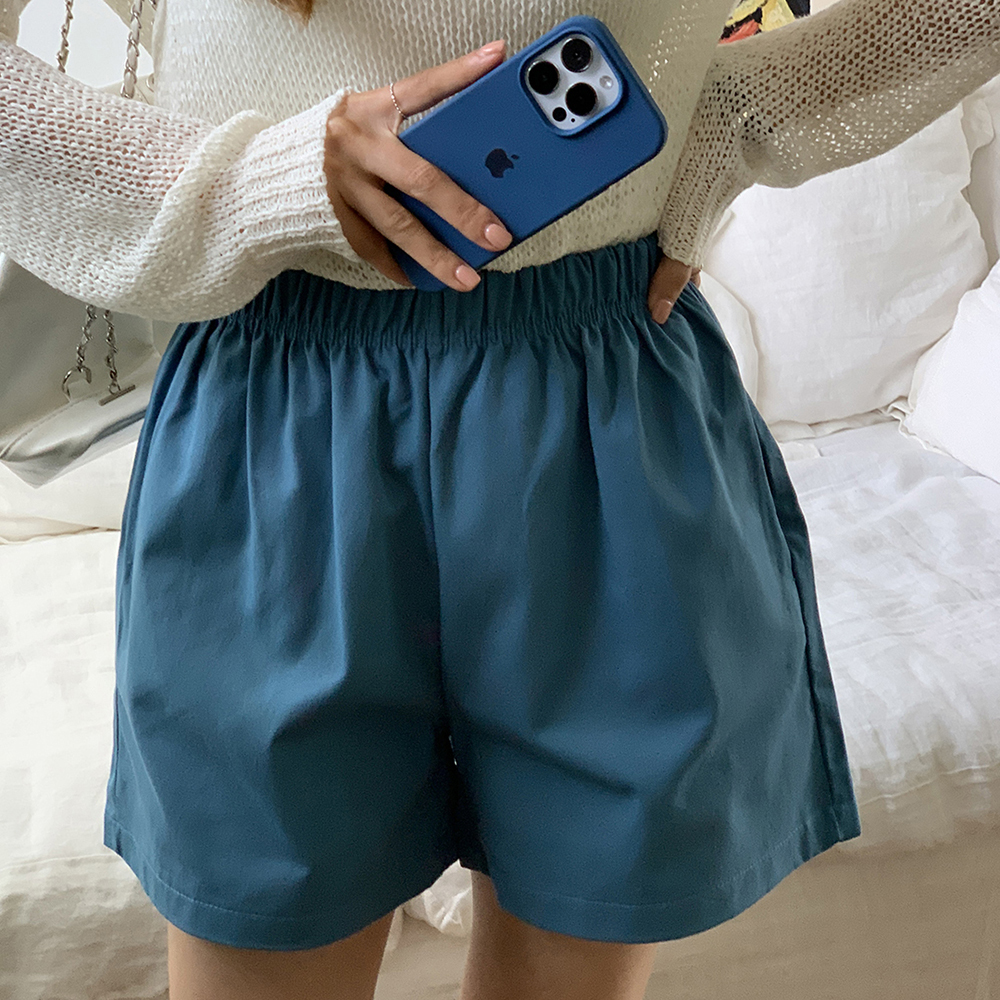 흰색 여자 밴딩 면 반바지 여름 키작녀 바지 A라인 여성 반바지 4부 숏팬츠 - 상세 이미지 3