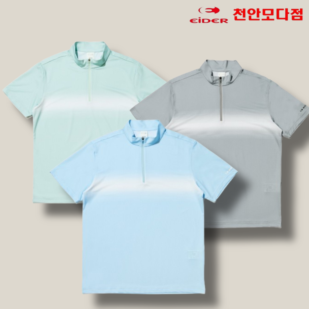 아이더 남성 반팔 짚업 차이나 티셔츠 - 상품 이미지