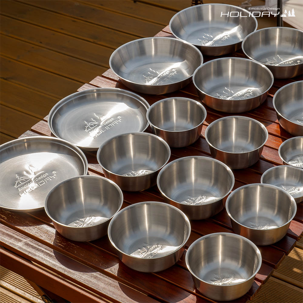 홀리데이 캠핑그릇 캠핑 스텐 304 식기 세트 18P