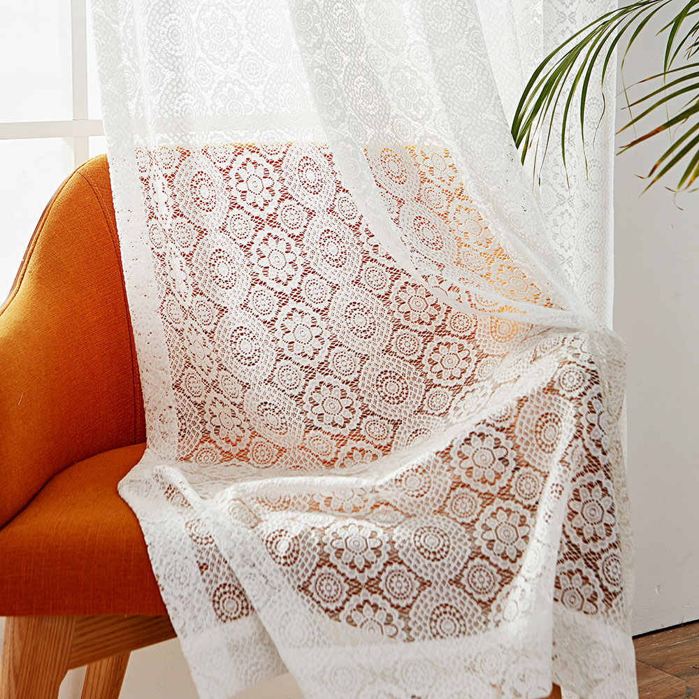 사라하우스 헤브론 크로쉐 화이트 레이스 뜨개 감성 가림막 가리개 커튼