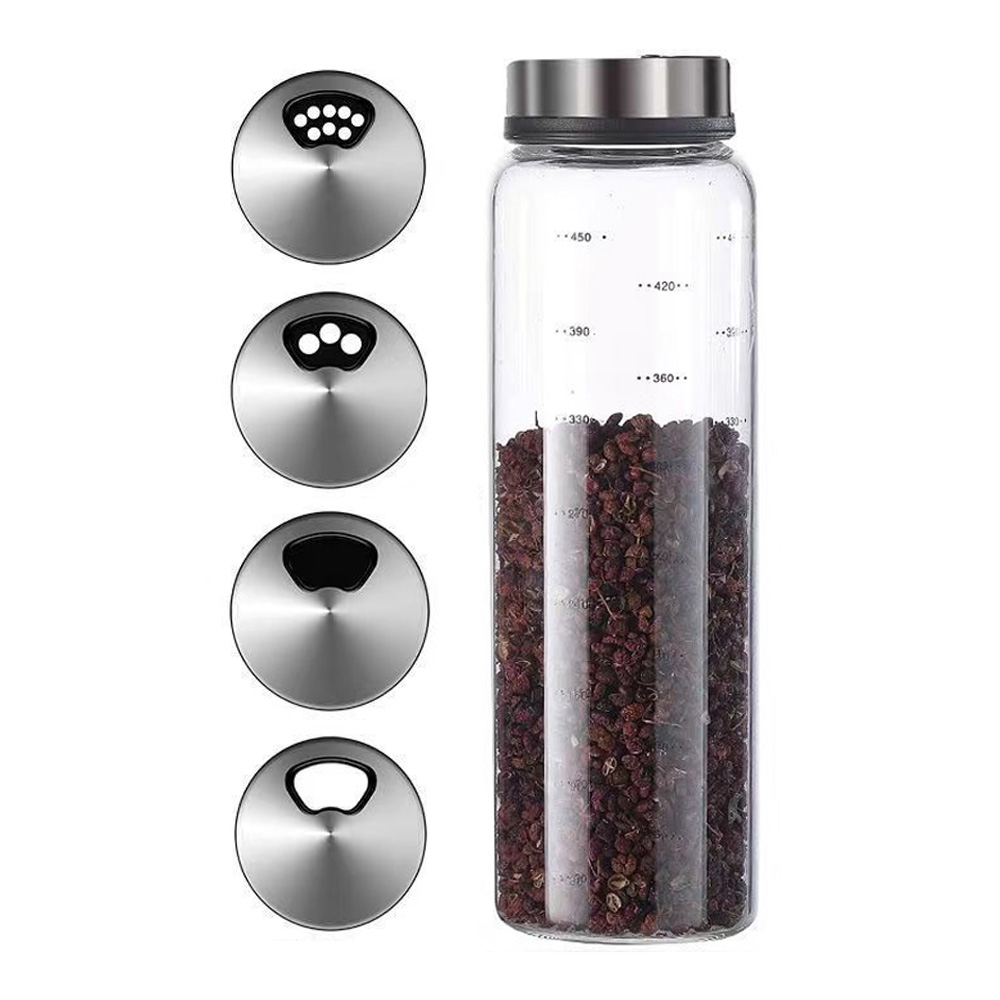 3단조절 유리 양념통 깨통 고추가루통 소금통 후추통 조미료통 500ml