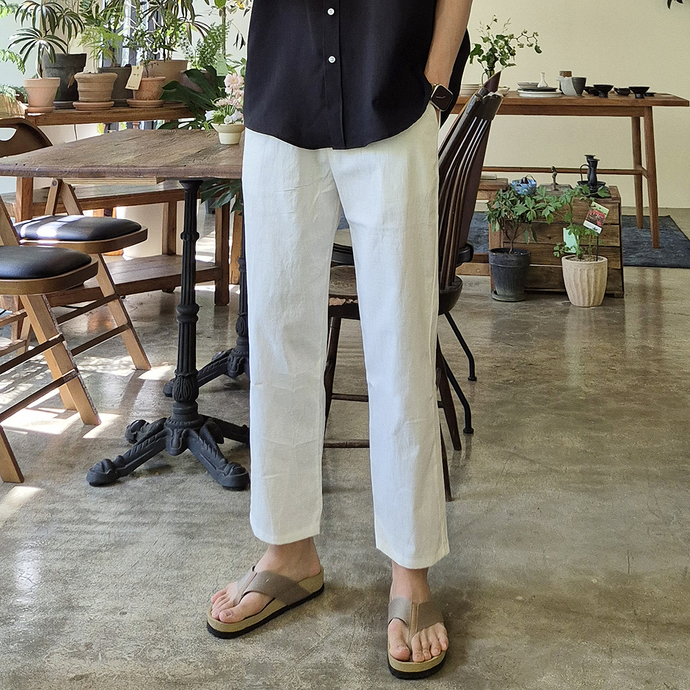 남자냉장고바지 남성 여름 린넨 바지 9부 남자 아이스 팬츠 - 상품 이미지