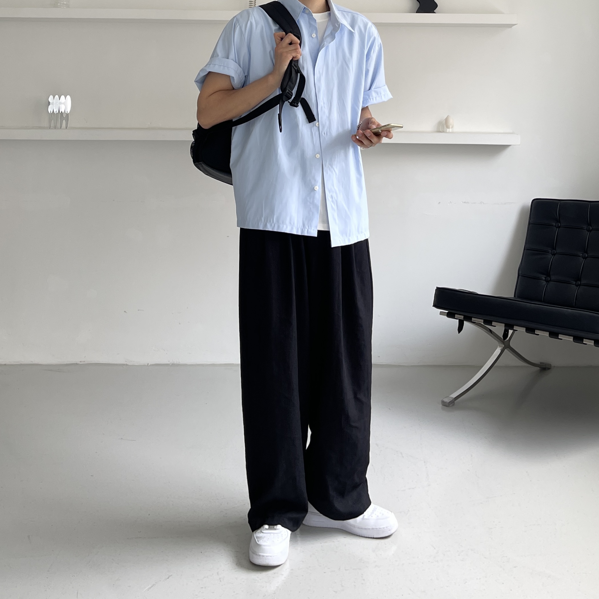 반팔와이셔츠 남자여름남방 남자오버핏셔츠 - 상세 이미지 3