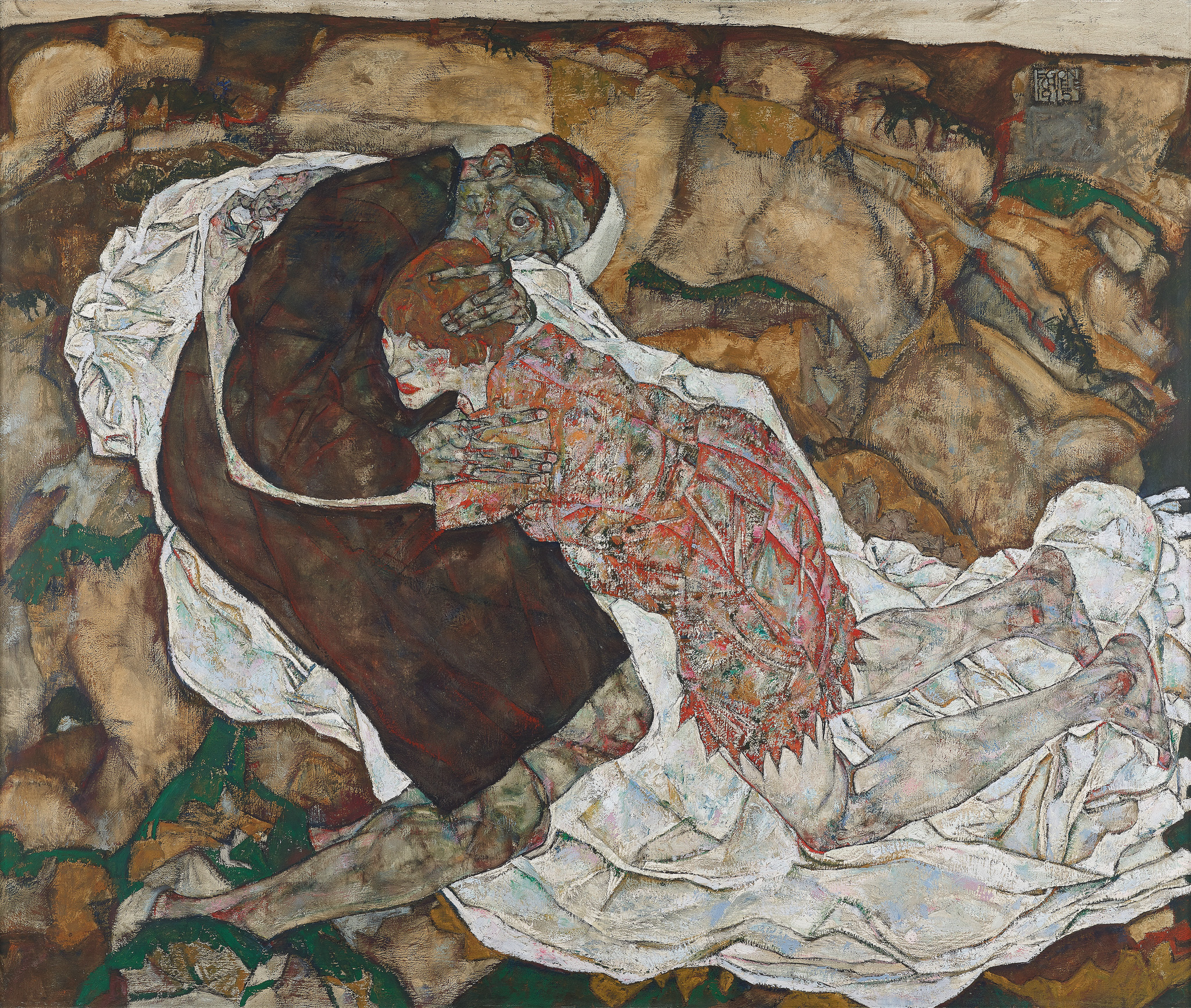 에곤 쉴레 - Self-Portrait with Lowered Head - 캔버스액자 감성선물 - 상세 이미지 3