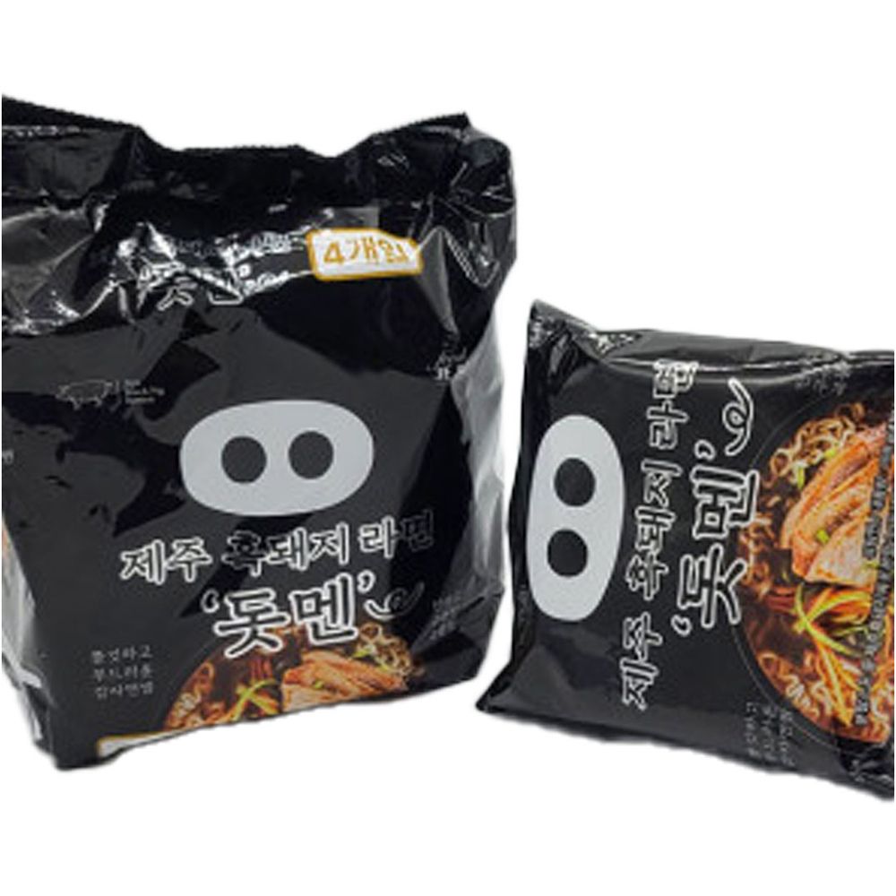 제주 흑돼지 돗멘 딱새우 딱멘 봉지라면 4개입 2종 야식 해물라면 여행 선물 기념품 : 해피제주랩