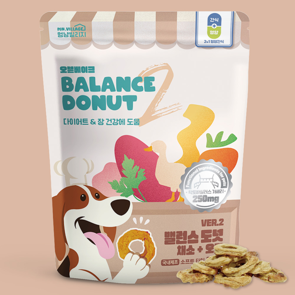 멍냥빌리지 강아지 가수분해 간식 저칼로리 밸런스도넛 채소 닭, 100g, 1개 이미지 6
