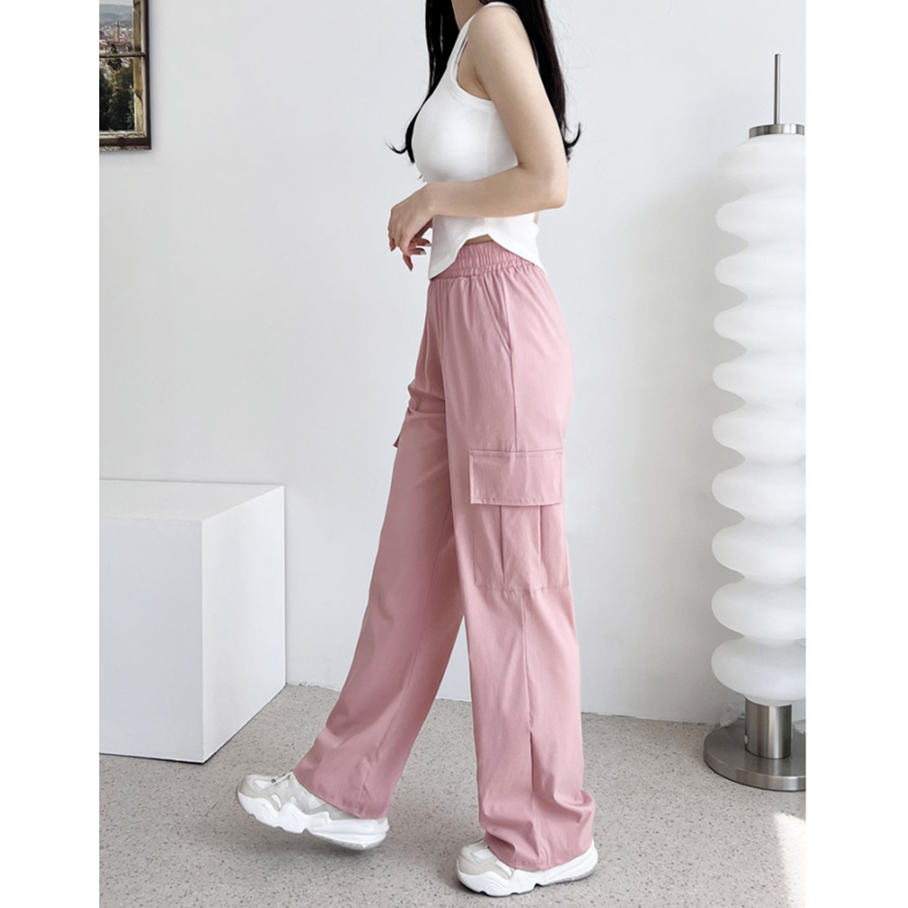 냉장고카고바지 여성 여름 냉감 쿨링 바스락 와이드 카고팬츠