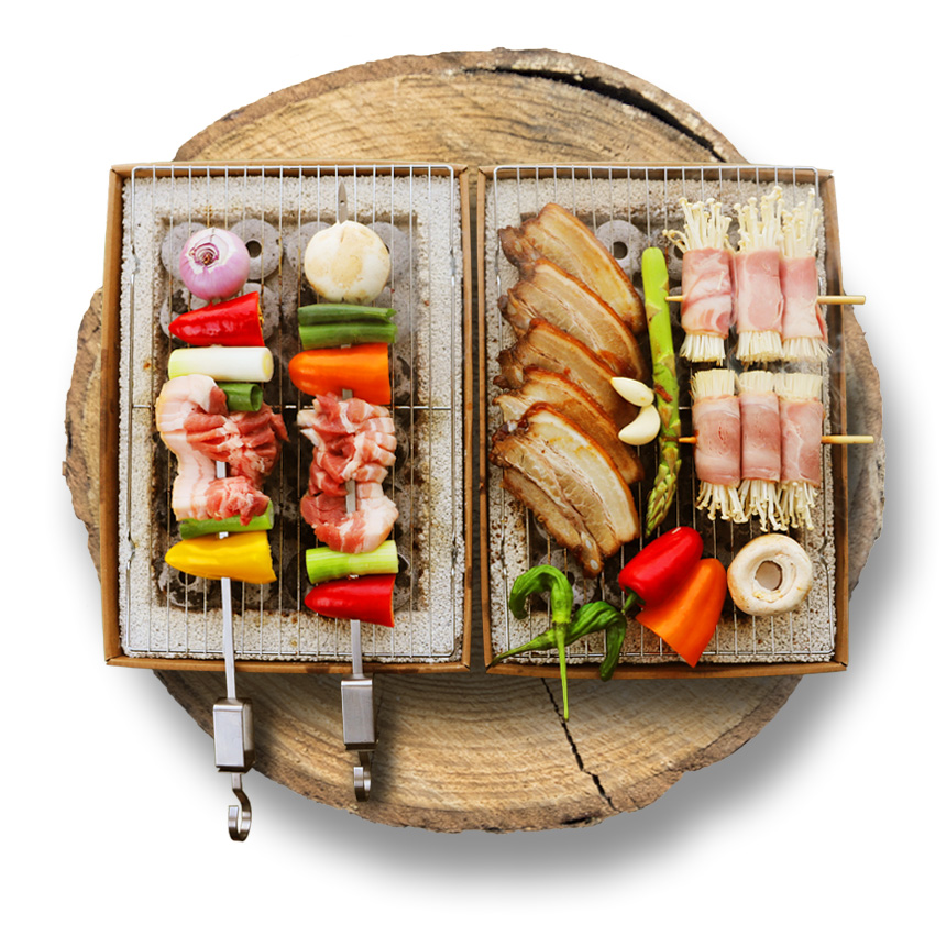 꾸버스 투타임 바베큐 그릴 1+1 일회용 석쇠 숯불 화로대