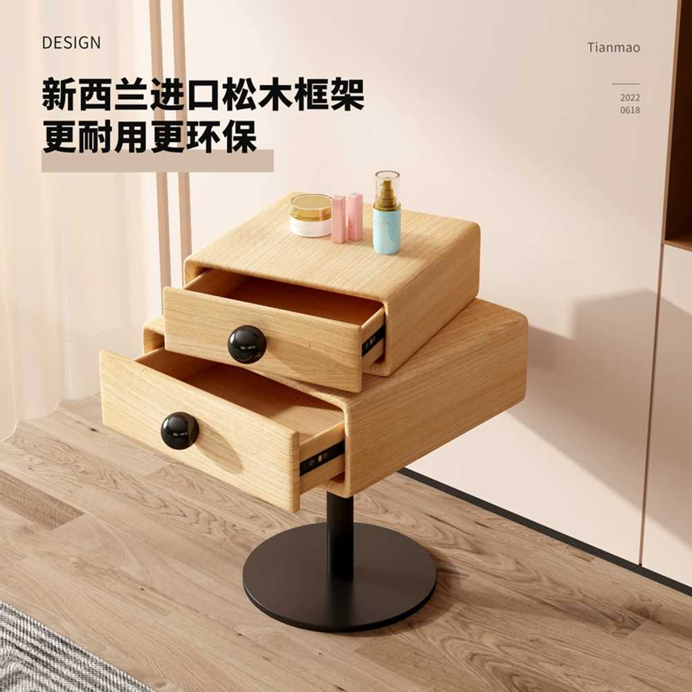 회전식 침실협탁 침대옆 서랍장 2단 수납 티테이블 40x40x60 - 상세 이미지 3