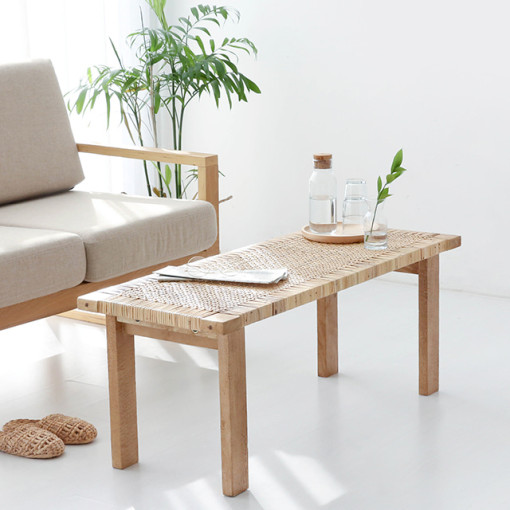 라탄 원목 거실 탁자 2인 좌식 커피 테이블 낮은 좌탁