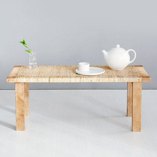 라탄 원목 거실 탁자 2인 좌식 커피 테이블 낮은 좌탁